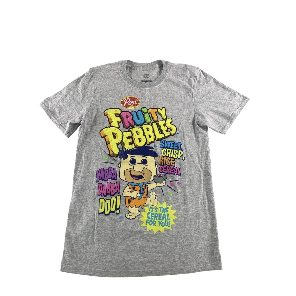 Fruity Pebbles Cereal Graphic Tee Mens Small Gray Vintage Cartoon Shirt Apparel